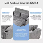 61,6 Moderno Divano Letto Convertibile in Ciniglia con Porte USB, Portabicchieri e Schienale Regolabile per Salotto, Appartamento