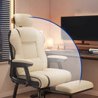 Sedia direzionale ergonomica in pelle gialla con schienale alto