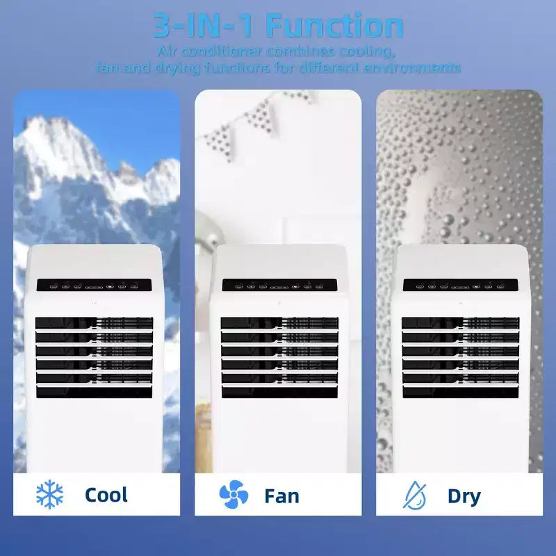 Condizionatore portatile da 8.000 BTU - 3 in 1 Raffreddamento, Deumidificatore e Ventilatore per 32 mq con Modalità Notte e 1 Anno di Garanzia