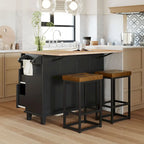 Set da isola per cucina TOPMAX con anta a ribalta e 2 posti a sedere, set tavolo da pranzo con ripiano regolabile, cassetti e portasciugamani