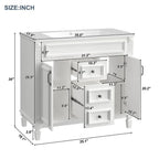 Mobile bagno moderno da 90 cm con lavabo integrato e specchiera, 2 ante e 2 cassetti