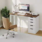 Scrivania per computer da 47 pollici con 5 cassetti, tavolo da studio/scrittura moderno rustico reversibile, postazione di lavoro per ufficio domestico per piccoli spazi